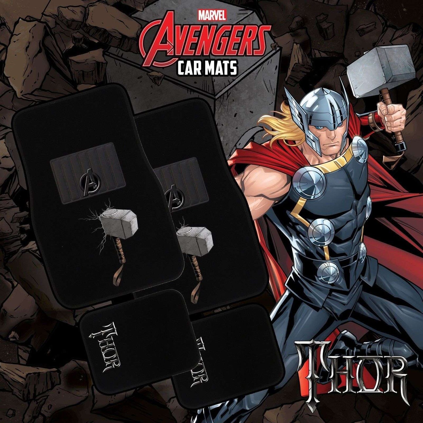 MARVEL AVENGERS 4-Piece Car Mat - THOR