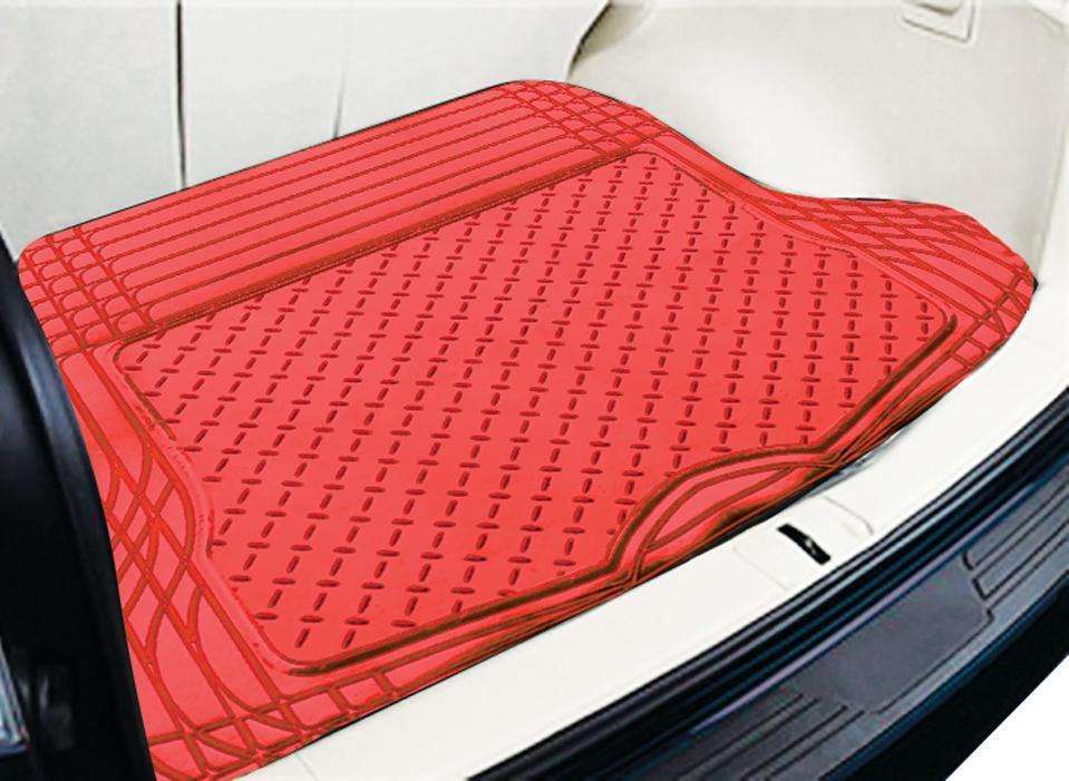 ALUMINIUM LOOK 1-Piece Boot Mat - RED [Rubber/Aluminium Look]