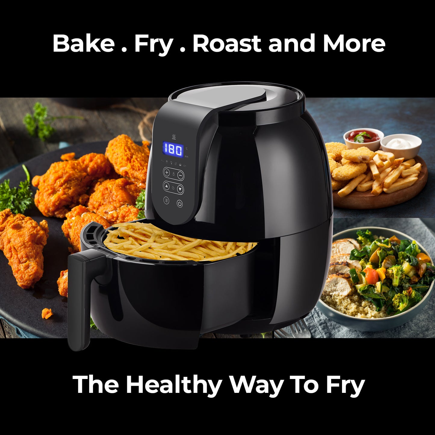 Kitchen Couture 3.5 Litre Digital Display Black Air Fryer Oil Free Cooking