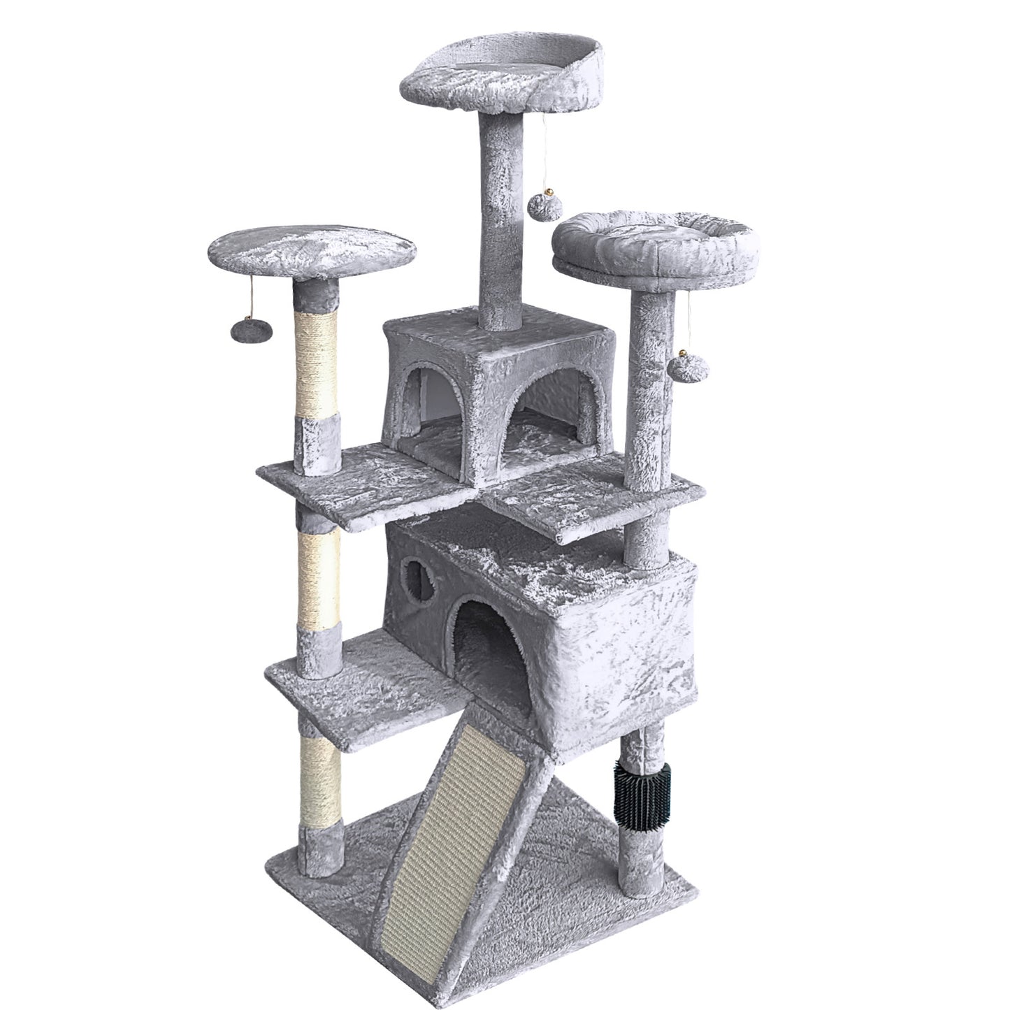 4Paws Cat Tree Scratching Post House Furniture Bed Luxury Plush Play 152cm - Grey