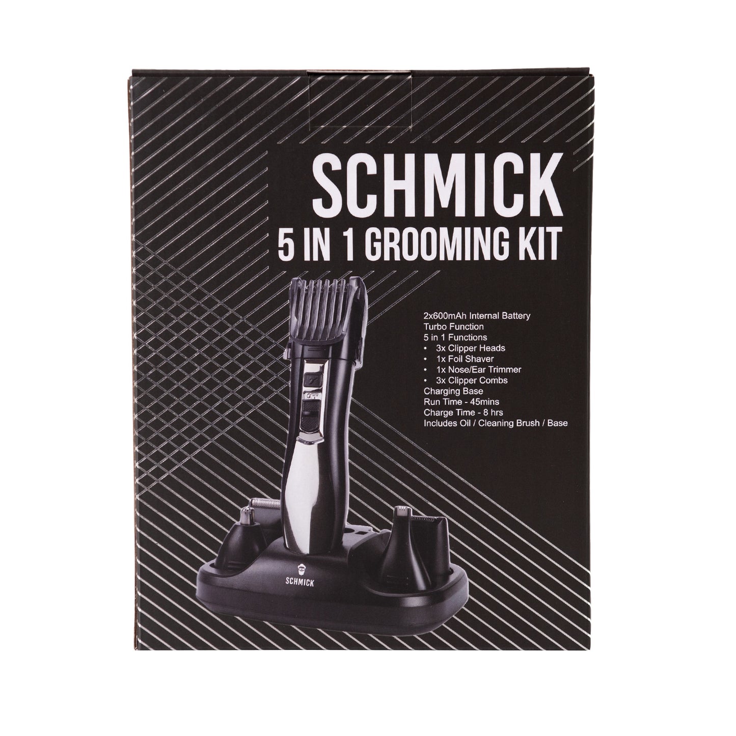 Schmick 5-In-1 Grooming Kit 7 Head Attachments USB Charging Convenient Black