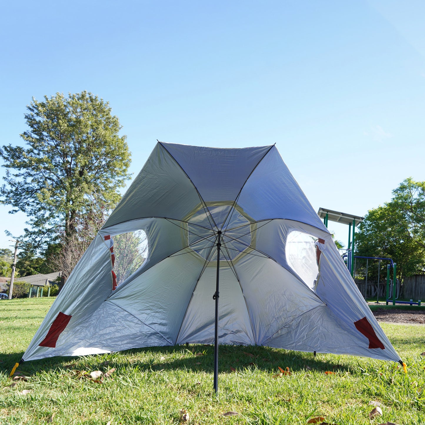 Havana Outdoors Beach Umbrella 2.4M Outdoor Garden Beach Portable Shade Shelter - Red