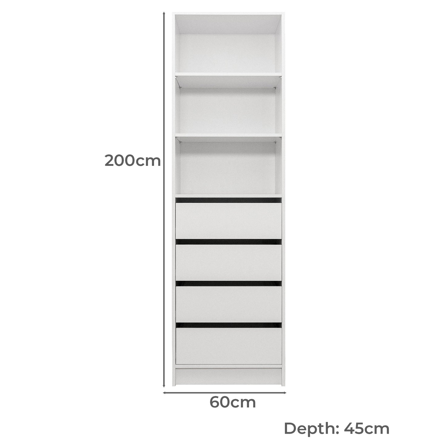 MALMO THREE SHELF/FOUR DRAWER WALK IN WARDROBE - CLASSIC