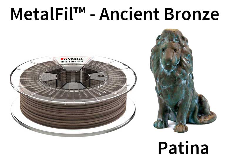 Copper feel PLA based filament MetalFil 1.75mm Ancient Bronze 750 gram 3D Printer Filament