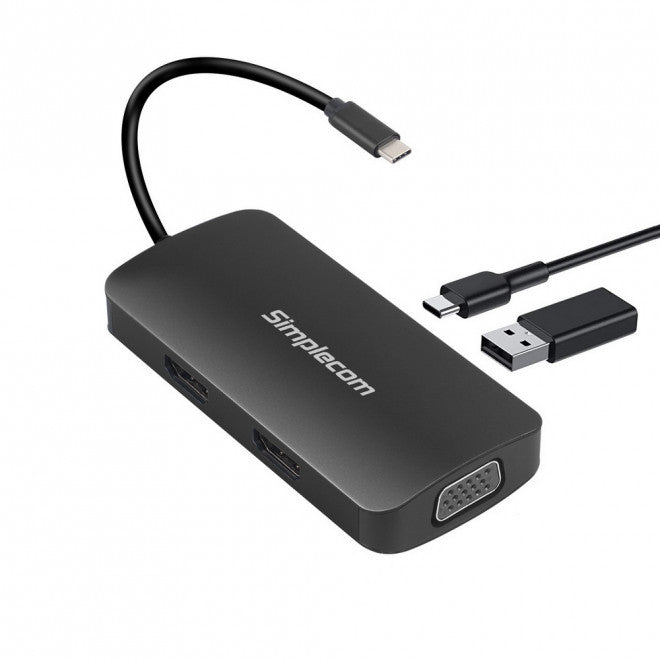 SIMPLECOM DA450 5-in-1 USB-C Multiport Adapter MST Hub with VGA and Dual HDMI