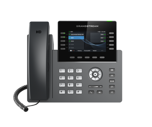 GRANDSTREAM GRP2615 10 Line IP Phone, 16 SIP Accounts, 480x272 Colour Screen, HD Audio, Powerable Via POE