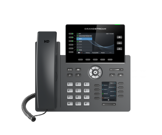 GRANDSTREAM GRP2616 6 Line IP Phone, 6 SIP Accounts, 480x272 Colour Screen, HD Audio, Integrated Bluetooth+WiFi, Powerable Via POE