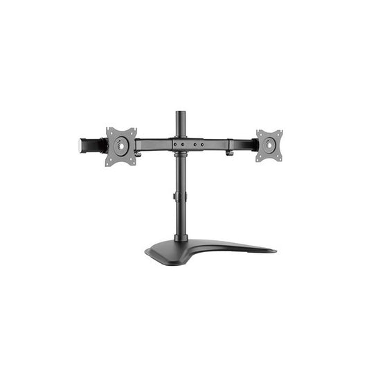 Brateck Curved Horizontal Rail Dual Monitor Array Desktop Stand Fit most 13'-27' Monitors Up to 8kg per screens. 360°Screen Rotation