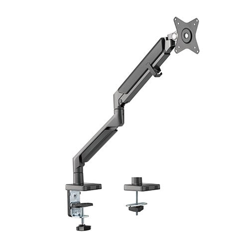 BRATECK Single Monitor EPIC Gas Spring Aluminum Monitor Arm Fit Most 17'-32' Monitors, Up to 9kg per screen VESA 75x75/100x100 Space Grey