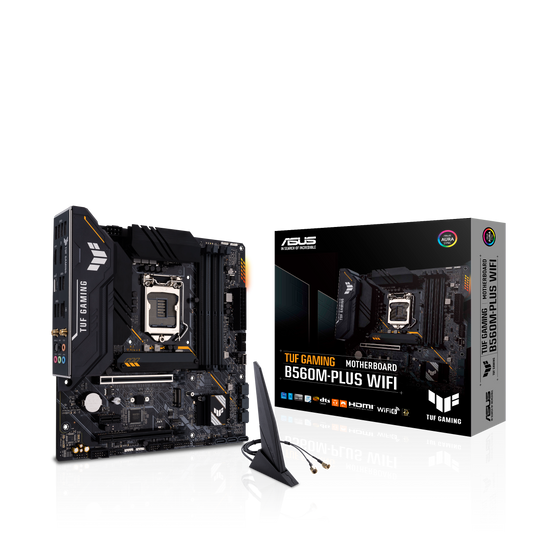 ASUS TUF GAMING B560M-PLUS WIFI Intel B560 (LGA 1200) mATX Motherboard PCIe 4.0, 2xM.2 slots, 8+1 Power Stages, 2.5Gb Ethernet WiFi 6 RGB