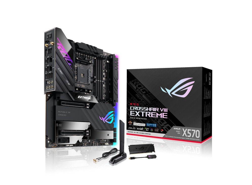 ASUS ROG CROSSHAIR VIII EXTREME AMD X570 EATX Gaming Motherboard, 5xM.2, USB3.2, WiFi 6, 10 Gb Ethernet, Intel 2.5Gb Ethernet, PCIe4.0, RGB