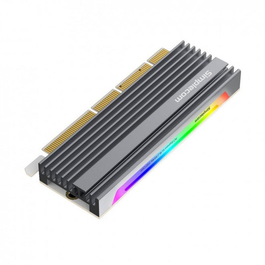 SIMPLECOM EC415 NVMe M.2 SSD to PCIe x4 x8 x16 Expansion Card with Aluminium Heat Sink and RGB Light