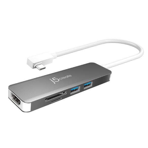 J5create JCD372 USB-C 3.1 SuperSpeed+ Multi-Adapter - USB-C to HDMI, SD card reader, 2 x USB-A 3.1