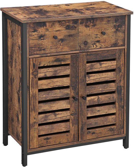 Floor Cabinet with 1 Drawer and Shelf Rustic Brown