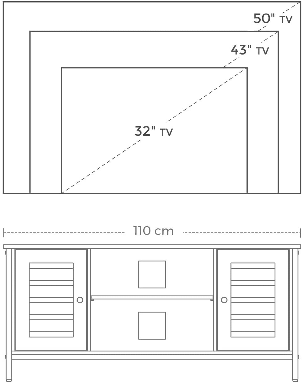 TV Stand Entertainment Unit with Open Shelves and Louvred Doors Storage, Rustic Brown and Black Industrial