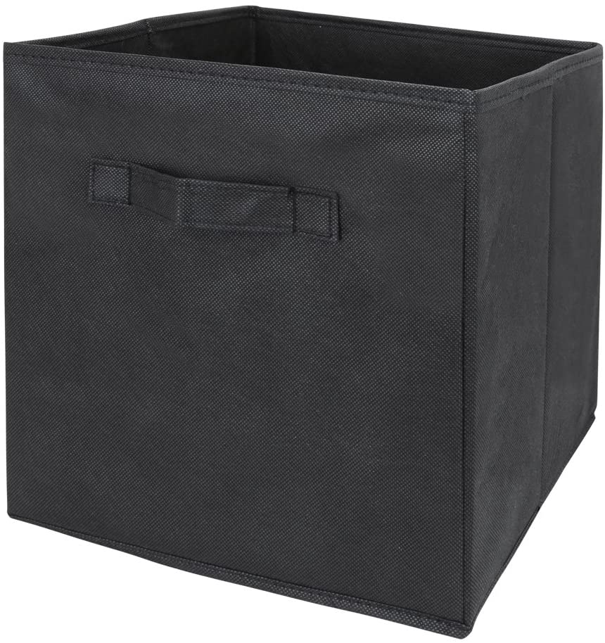 Pack of 6 Foldable Fabric Basket Bin Storage Cube for Nursery, Office and Home Decor (Black)