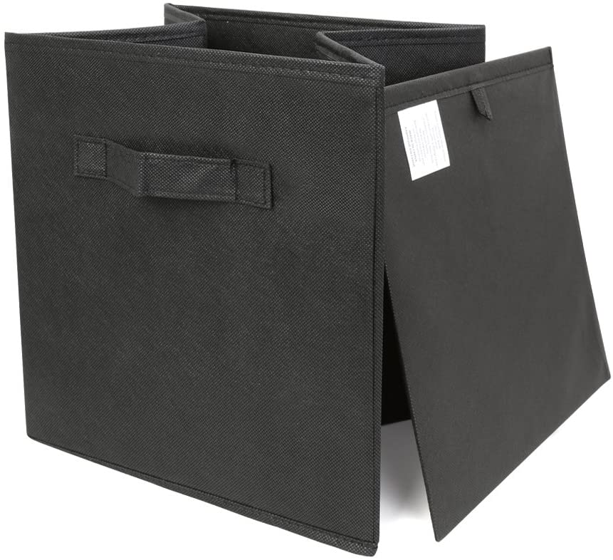 Pack of 6 Foldable Fabric Basket Bin Storage Cube for Nursery, Office and Home Decor (Black)