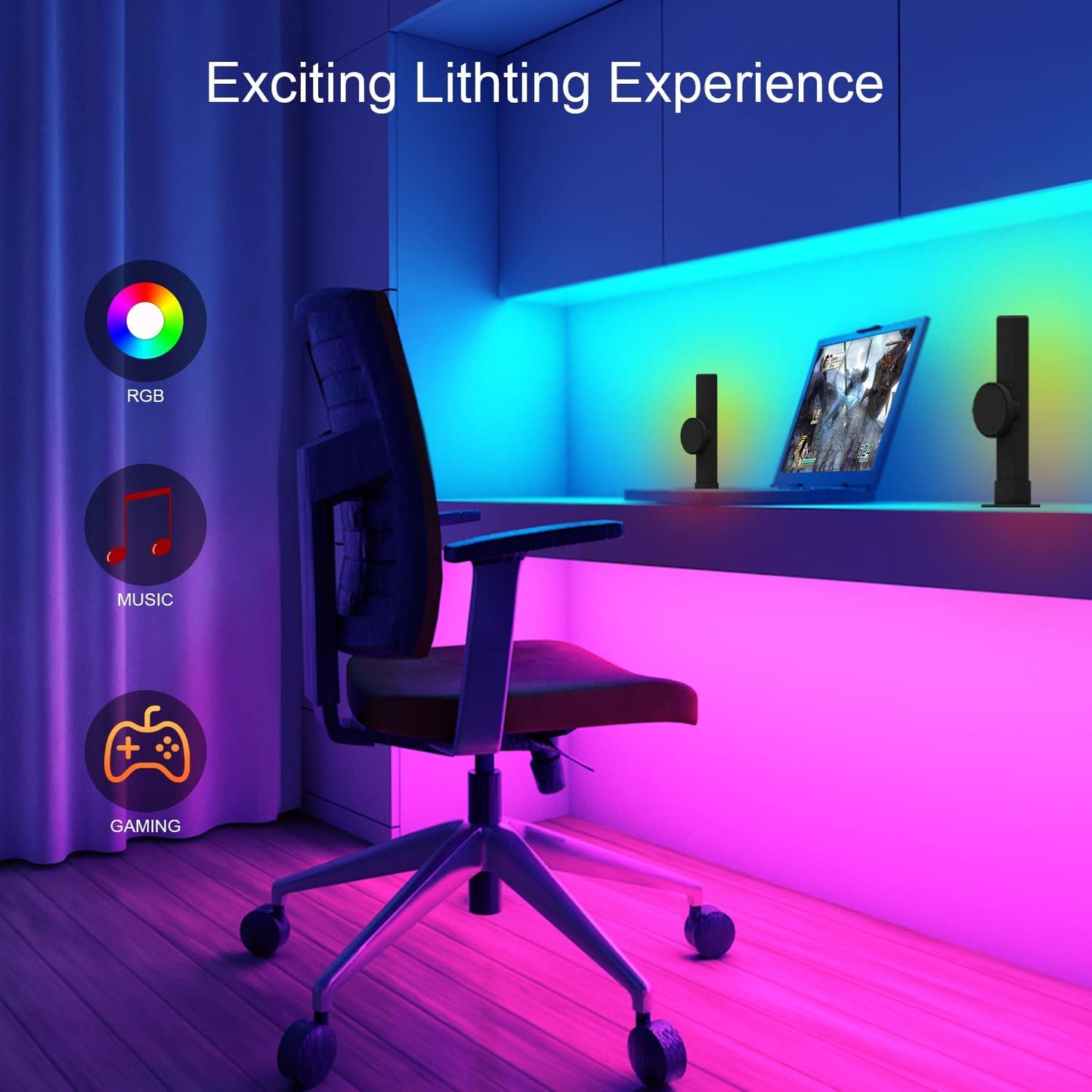 Music Sync RGB Smart LED Light Lamp with IR Remote and Smart APP Control for TV and Gaming