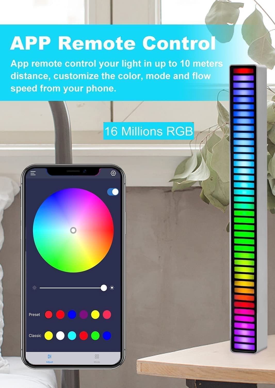 Smart Colorful RGB Music Sync Light Bar with App Control for Gaming, TV and Party (1 Piece)