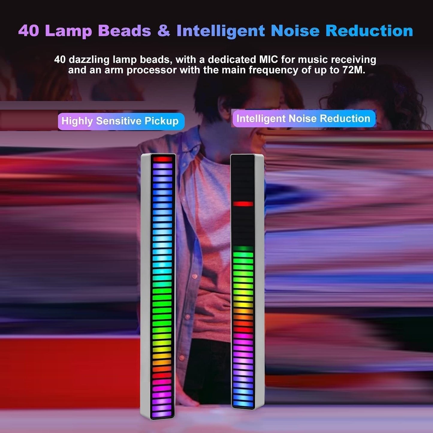 Smart Colorful RGB Music Sync Light Bar with App Control for Gaming, TV and Party (1 Piece)