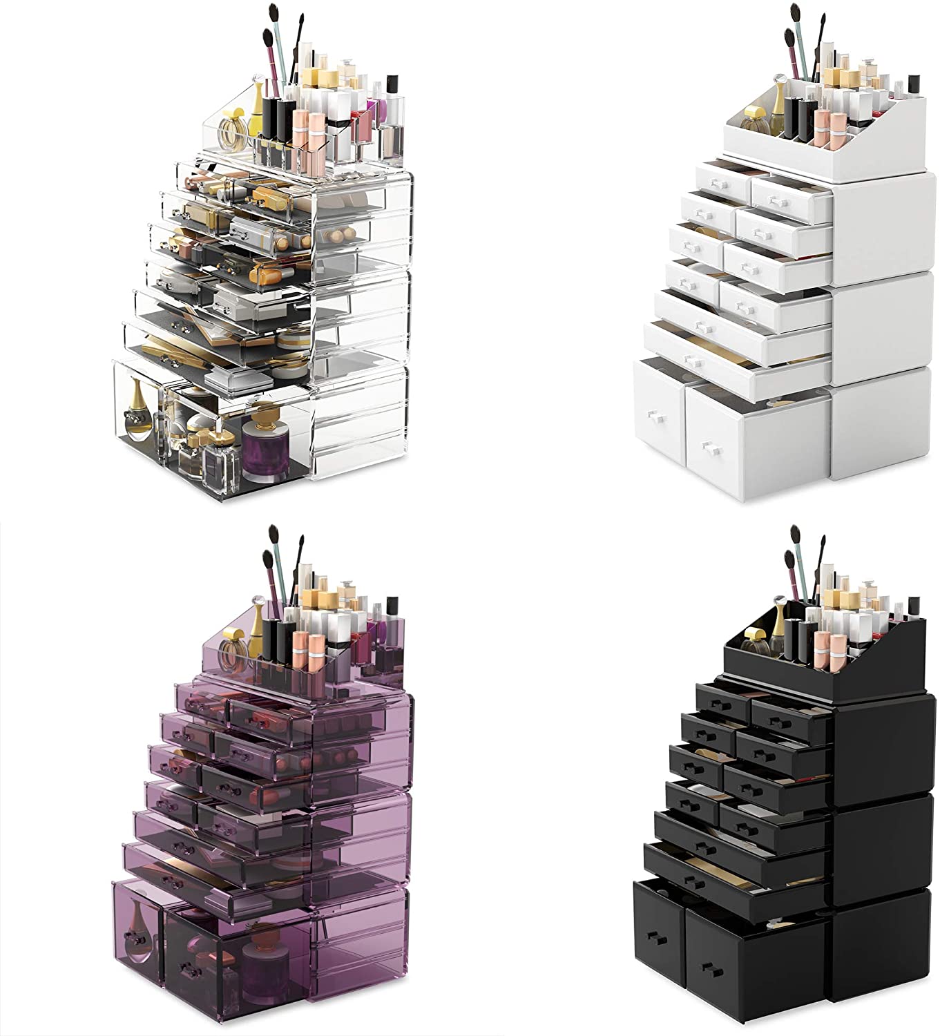 Makeup Cosmetic Organizer Storage with 12 Drawers Display Boxes (Clear)