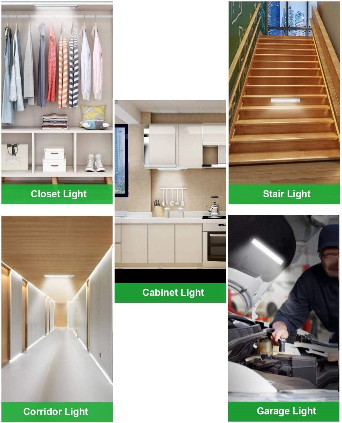 80 LED Motion Closet Sensor Rechargeable Lights for Kitchen and Bedroom (White and Yellow Light)