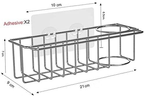 3-in-1 Adhesive Stainless Steel Sink Caddy Organizer Storage for Kitchen  Rustproof