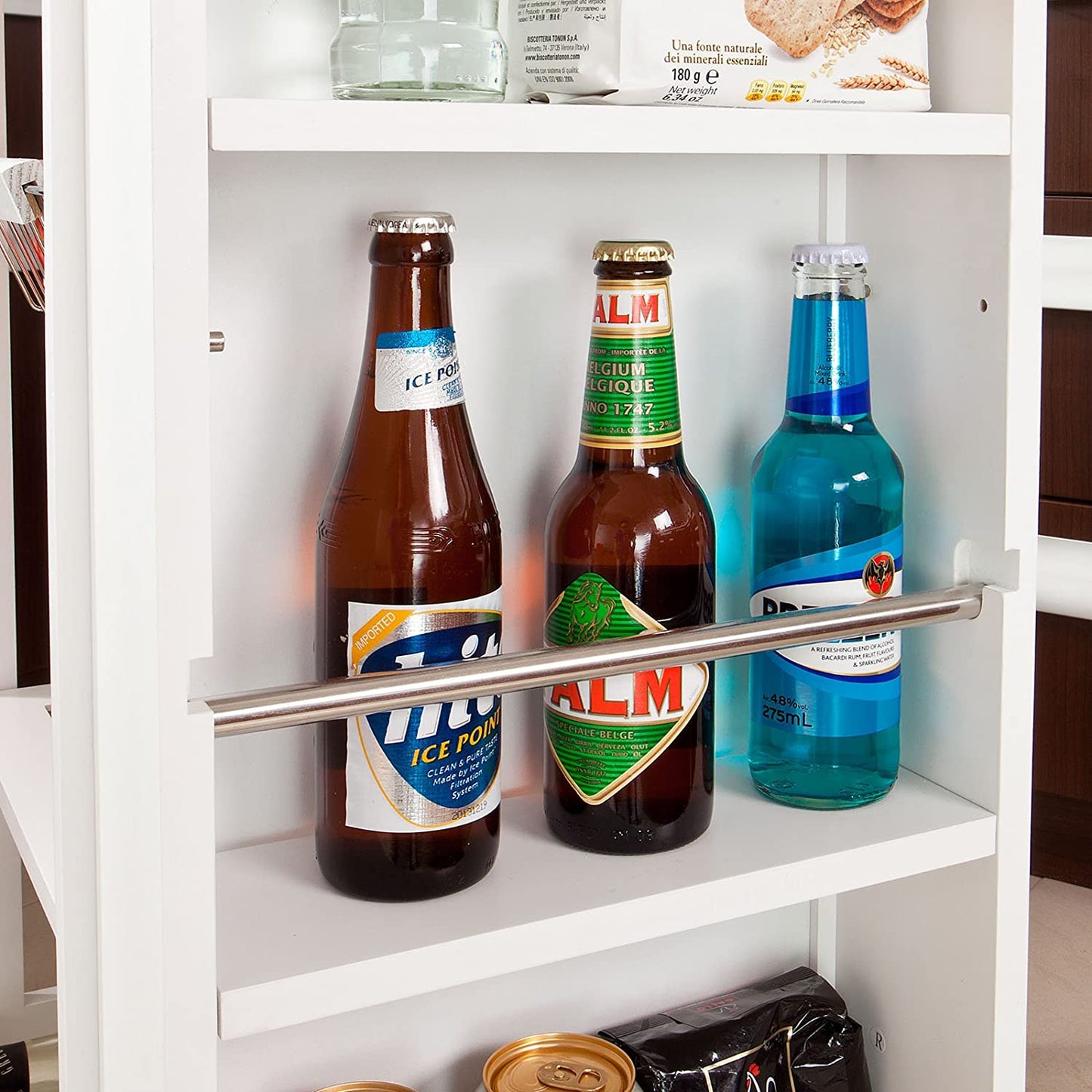 Kitchen Trolley with Wine Rack, Drawer and Shelf