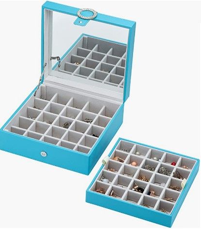 Cubic Buckle Earrings Organizer (Blue)