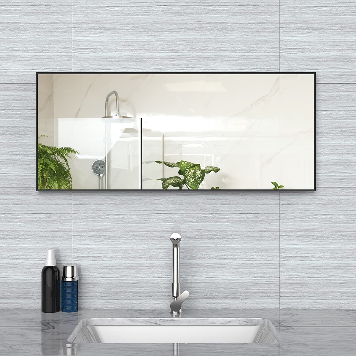 Set of 2 Full-Length Mirror Long Standing for Bedroom and Bathroom (80 x 34m, Black)