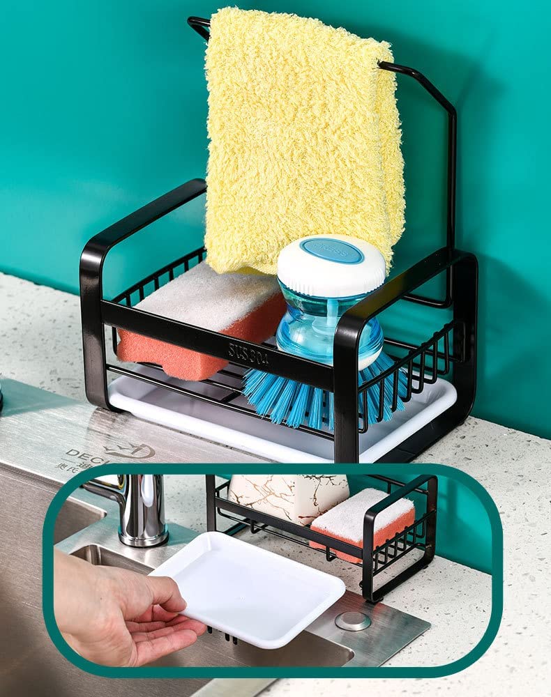 Adhesive Sink Caddy Sponge Holder Storage for Kitchen Accessories