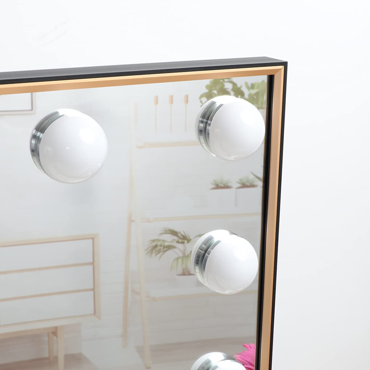 Hollywood Makeup Vanity Mirror with LED Lights and with Smart Button (Black, 77 x 55 cm)