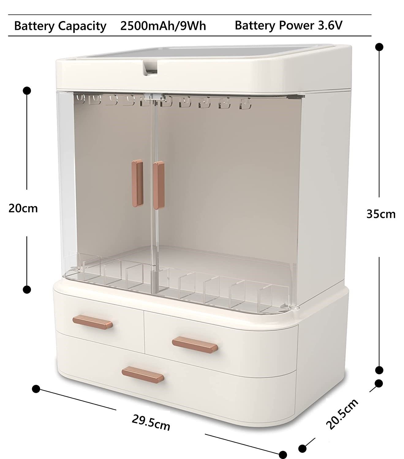 LED Makeup Organizer with LED Mirror and Jewelry Storage Organizer Cabinet