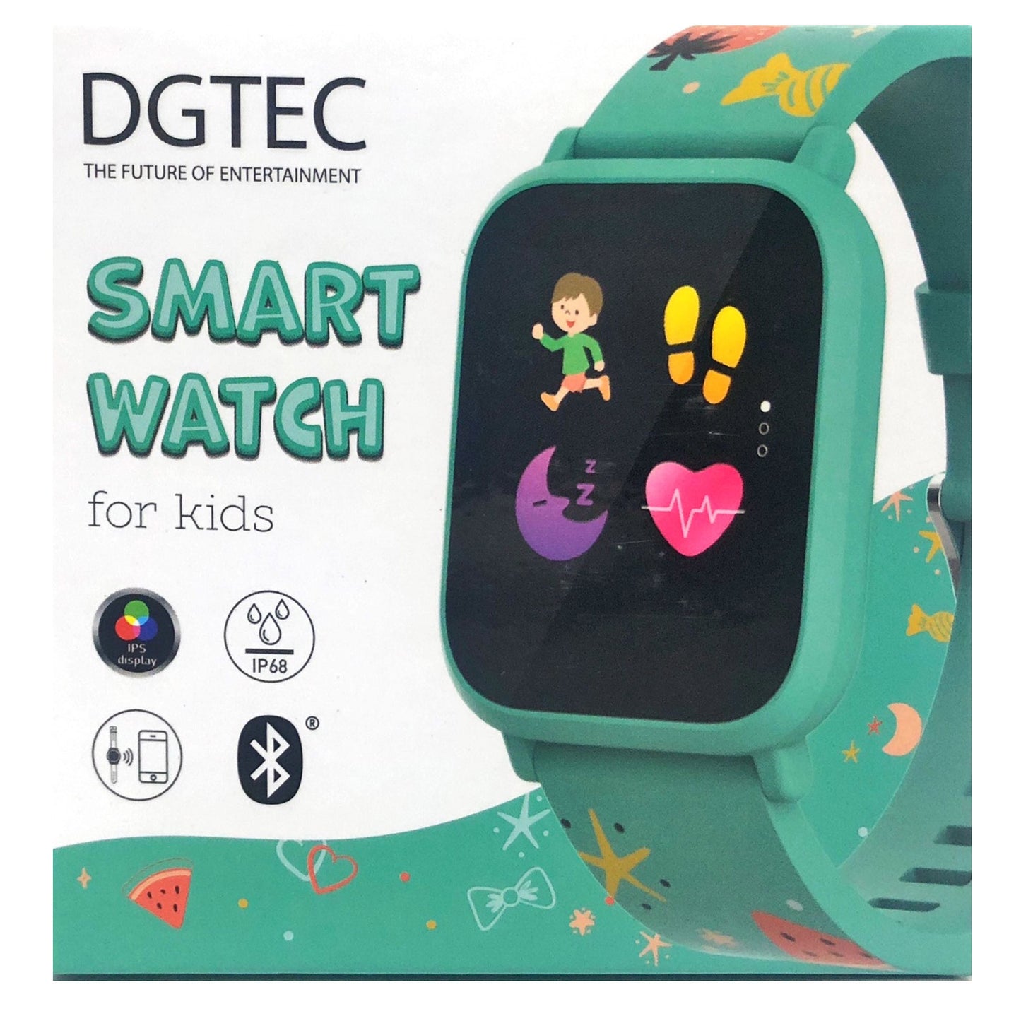 New DGTEC Kids Kidi Smart Watch Fit4Kid App Fitness Sport Tropical Green