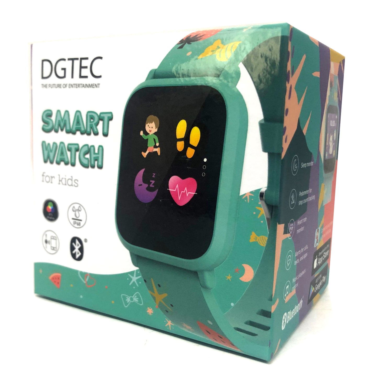 New DGTEC Kids Kidi Smart Watch Fit4Kid App Fitness Sport Tropical Green