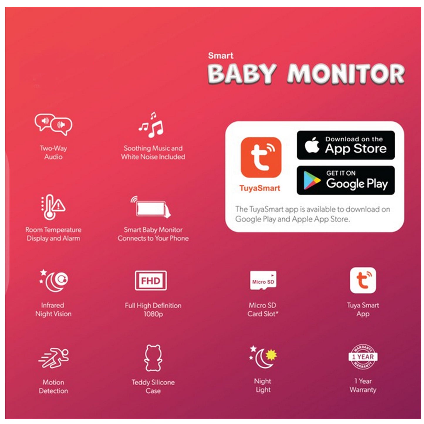 New DGTEC Teddy Smart Full HD Baby Monitor Blue iOS Android App