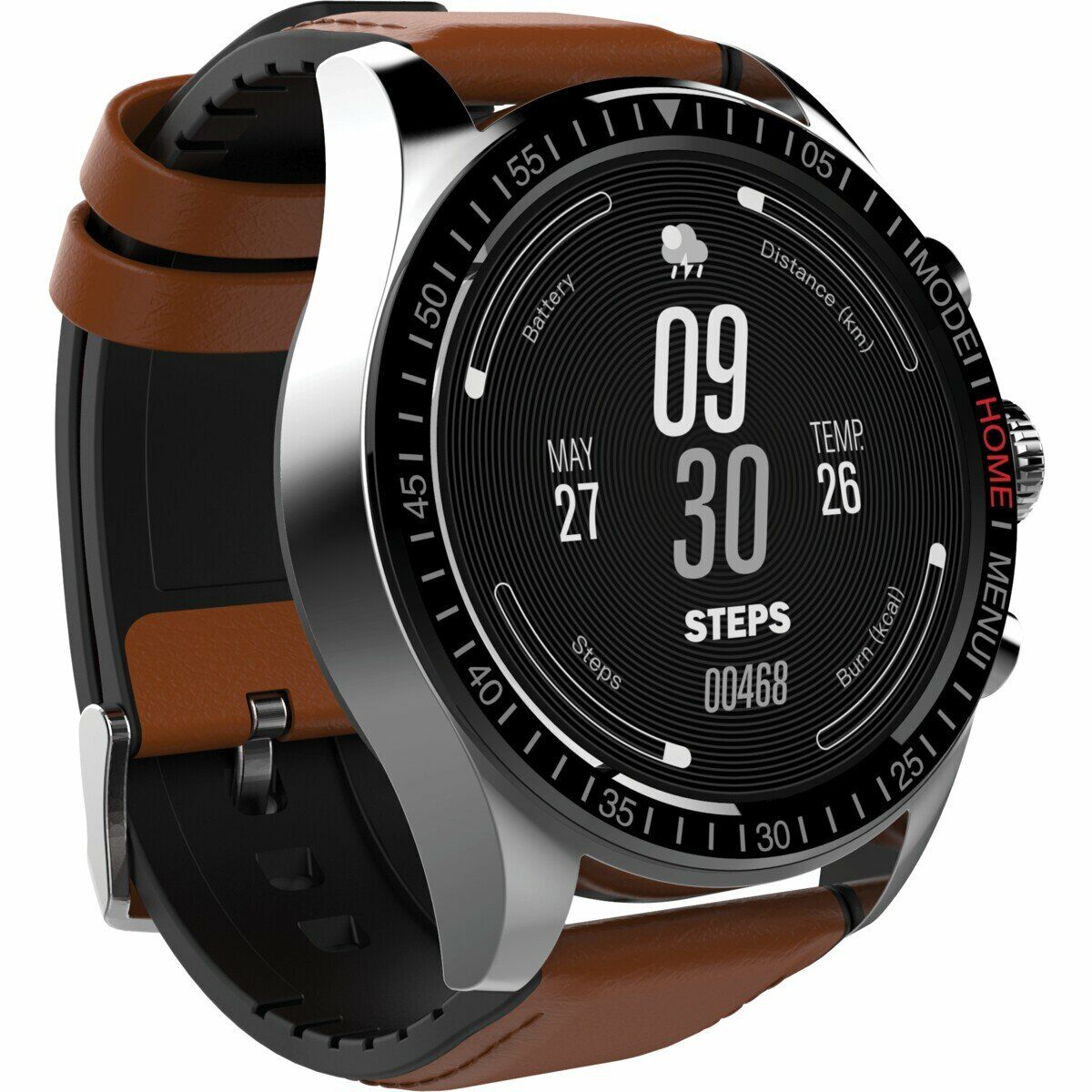 New AMOLED Touch Display Sport Smart Watch 44mm 1.3" HitFit Brown IP68