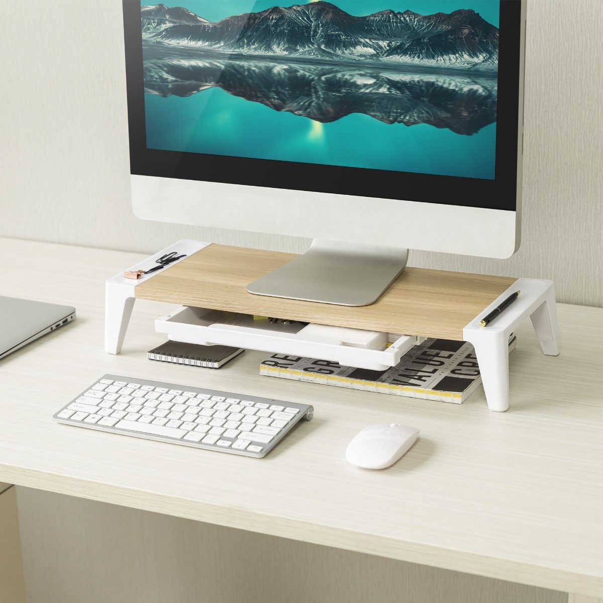 activiva Ergolife Monitor Stand Riser with Storage Drawer