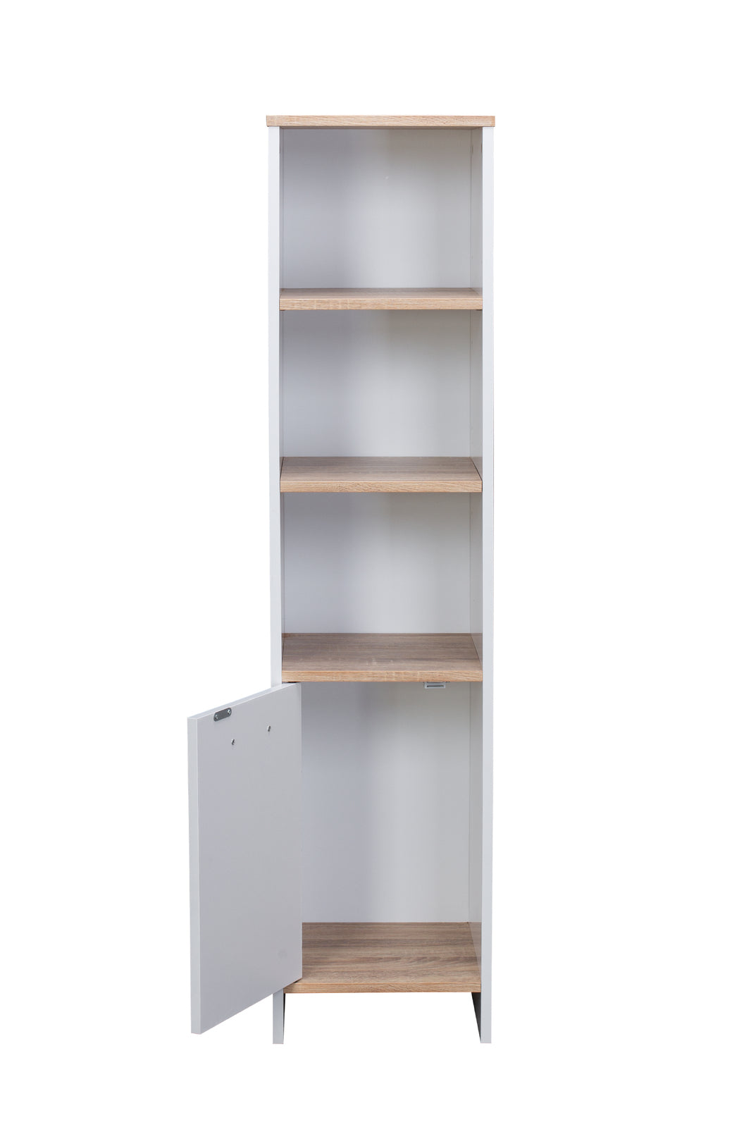 Alto Bathroom Tallboy Narrow High Cabinet With 1 Doors/3 Shelves - Oak/White