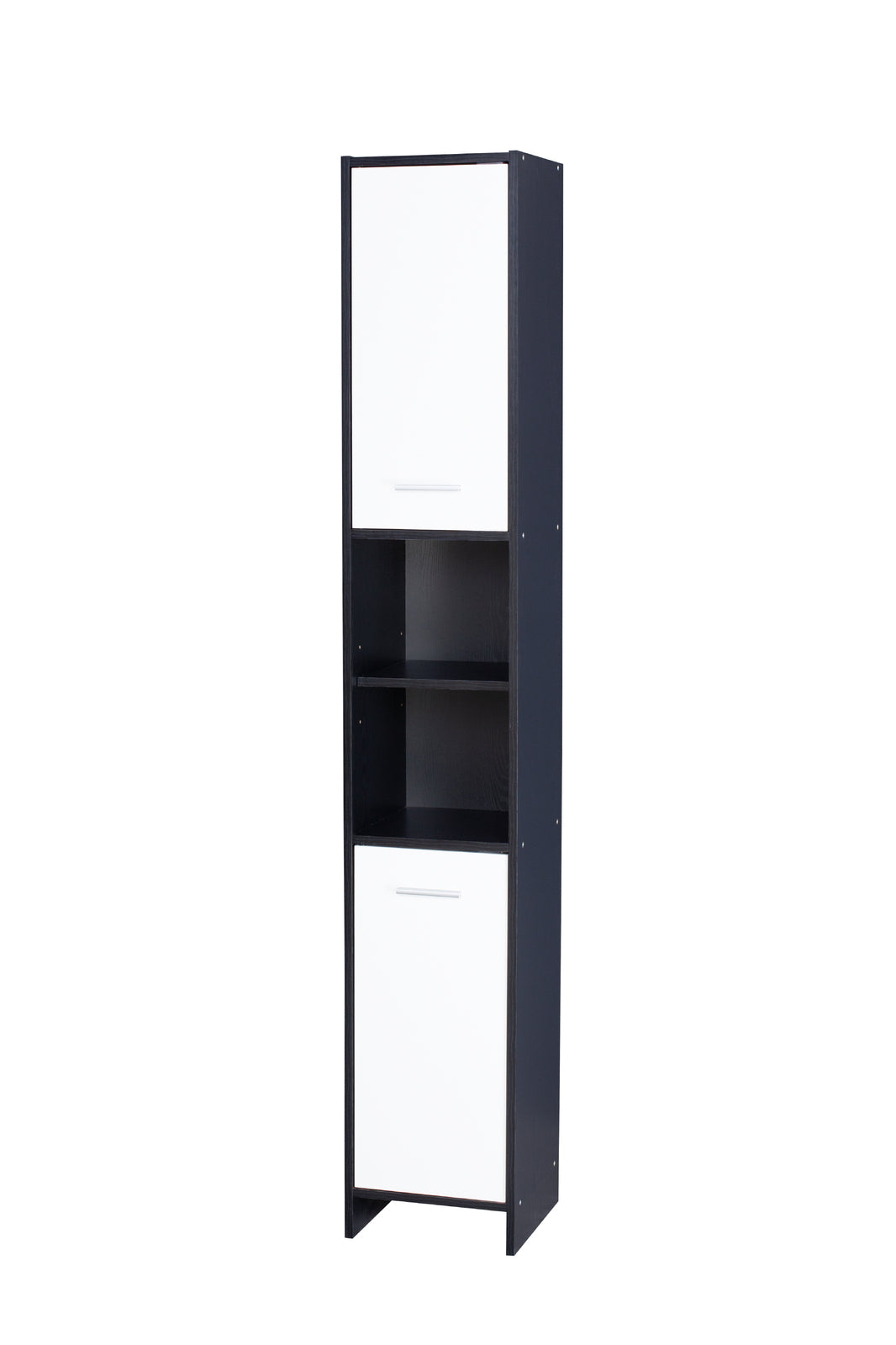 Alto Bathroom Tallboy Narrow High Cabinet With 2 Doors/2 Shleves - Black/White