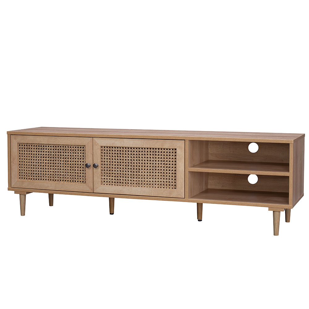 Natura Rattan TV Stand Entertainment Unit With 2 Doors & Shelves