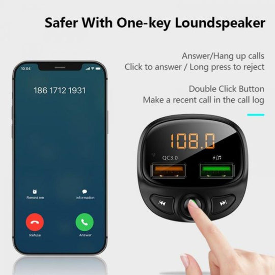 Car Bluetooth FM Mp3 Transmitter USB Phone Quick Charger