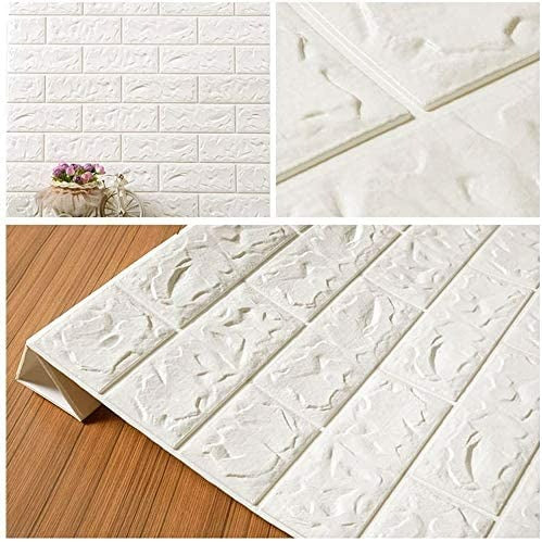 10PCS 3D Foam White Brick Self Adhesive Home Wallpaper Panels 60 x 60cm