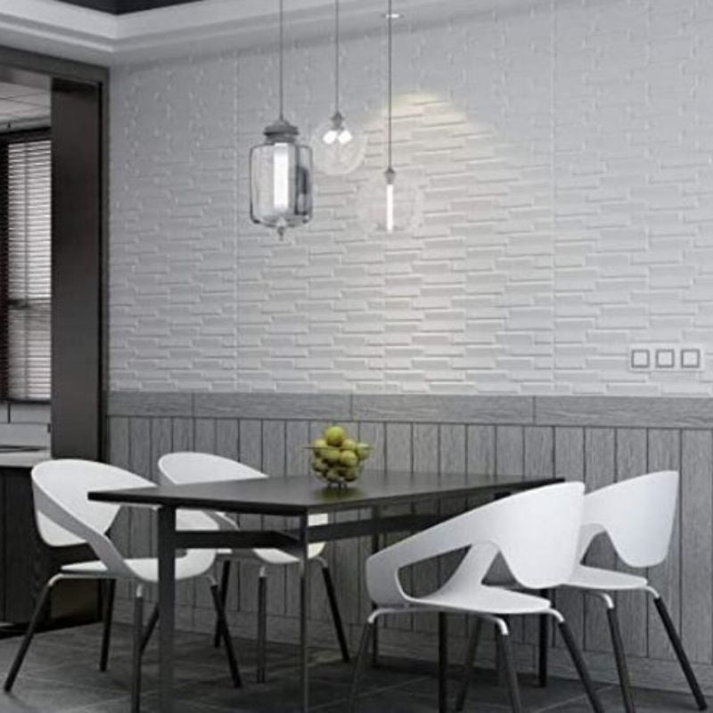 10PCS 3D Foam White Slope Self Adhesive Home Wallpaper Panels 70 x 77cm