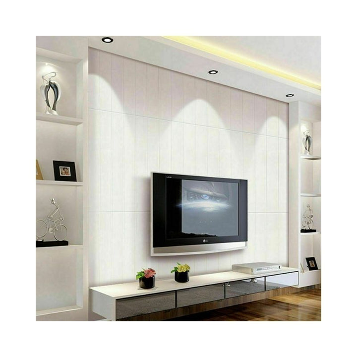 10PCS 3D Foam White Wood Panels Self Adhesive Home Wallpaper Panels 70 x 70cm