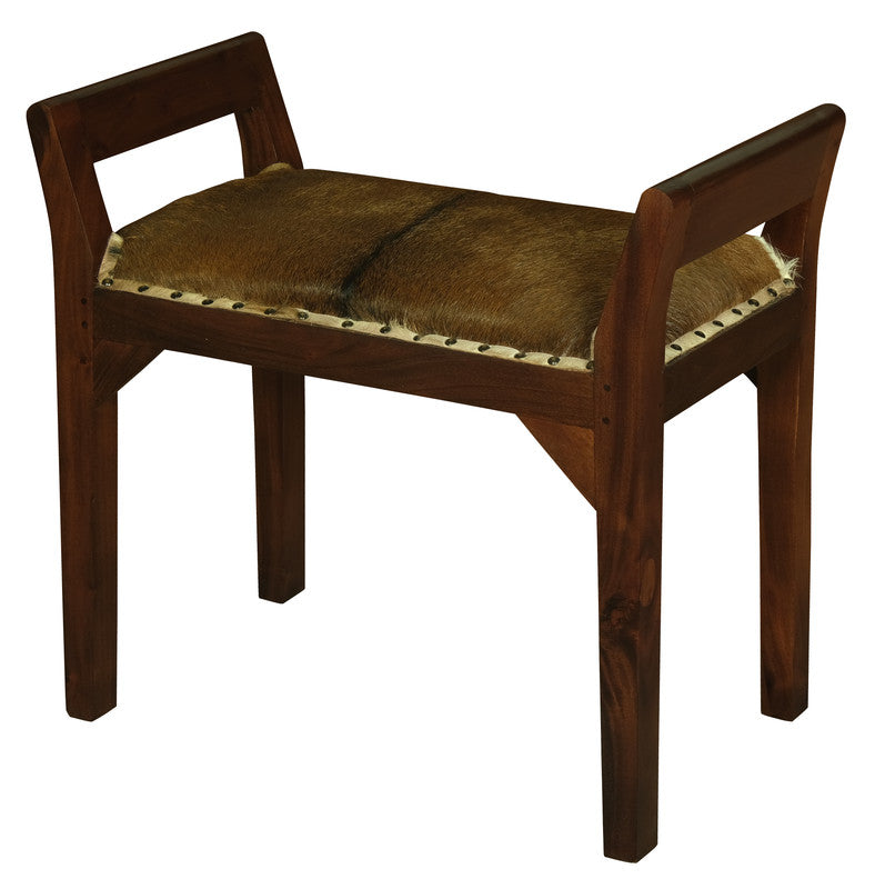 Goat Hide Single Seater Stool (Mahogany)