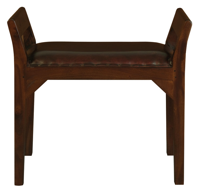 Leather Single Seater Stool (Mahogany)