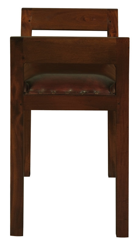 Leather Single Seater Stool (Mahogany)