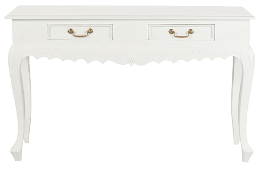 Seine 2 Drawer  Carved Sofa Table (White)