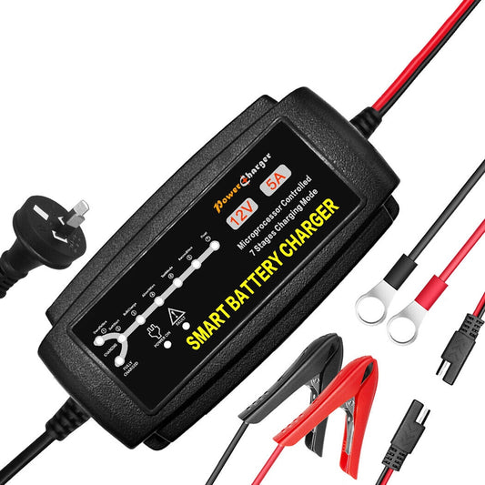 12V 5A Smart Car Battery Charger Trickle Repair Lead-acid For Boat Caravan Truck